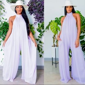 NEW Lavender Halter Wide Leg Jumpsuit